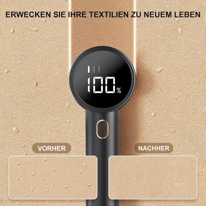 Електричний видалення ворсу для одягу з 6 лезами та LED-дисплеєм (Чорний)