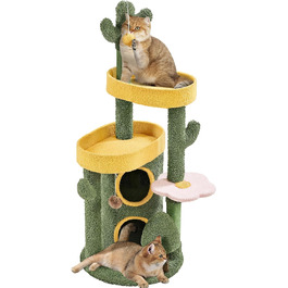 Кігтеточка Yaheetech Cat Tree Cat Tree Cat, висота 123см Міцне дерево для котів з тканини швабри Мотузка сизаль, зелена/жовта