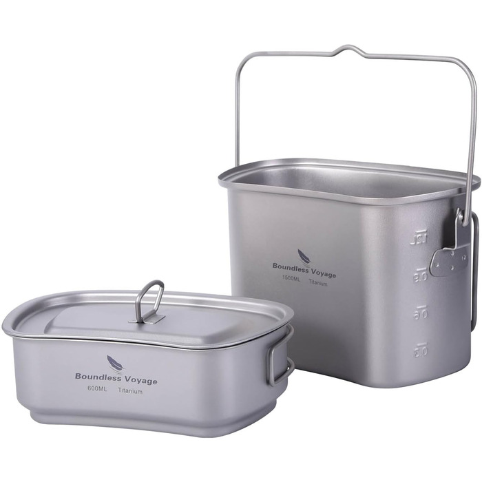 Набір посуду iBasingo Titan Kantine 1500ml/600ml для кемпінгу та відпочинку на природі (Ti2059C)