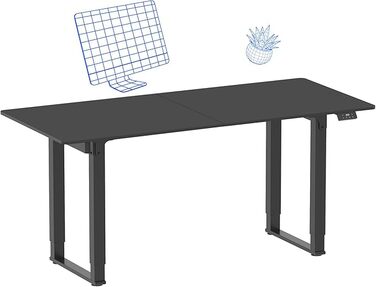 Електричний стіл FLEXISPOT 180x80 см, регульований по висоті, 4 ніжки, 2 мотори, LED-дисплей, функція пам’яті, чорний, можна використовувати як письмовий або обідній стіл