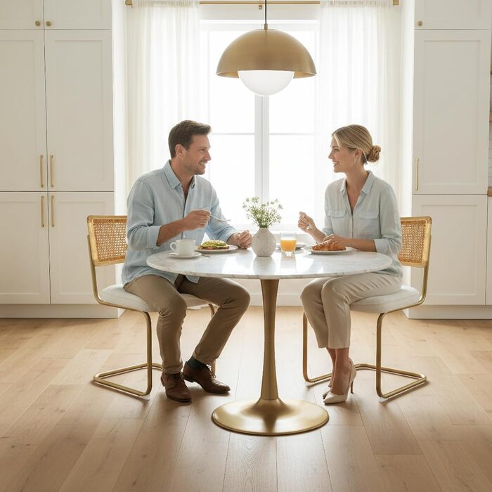 Набір з 2-х м'яких крісел CangLong для вітальні, кухні та їдальні, з масивними дерев'яними ніжками (кремовий)