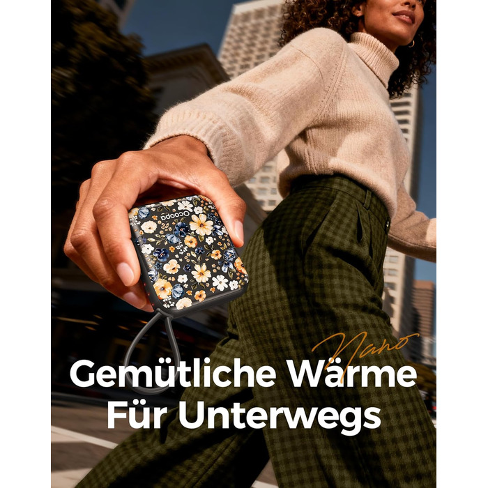 Електричні грілки для рук Ocoopa 2 шт., багаторазові, 4000mAh, USB, 3 режими нагріву, до 52°C, подарунок, для зимових видів спорту, подорожей та активного відпочинку, UT5 Nano Wiesengeflüster (Ocoopa x Artist Edition)