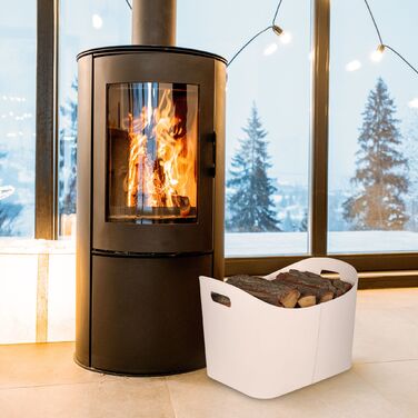 Кошик для зберігання з дерева кольору слонової кістки Relaxdays з штучної шкіри