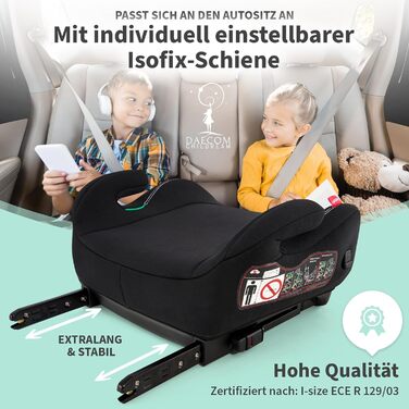 Та Isofix - Дитяче крісло 15-36 кг з підсклянником та накладкою на ремінь - Бустер ідеально підходить для дітей від 15-36 кг (чорний)