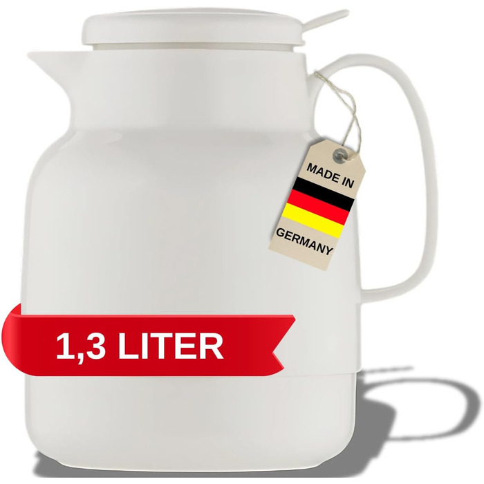 Термос Helios Mondo Push з нержавіючої сталі, 1.3 л, білий