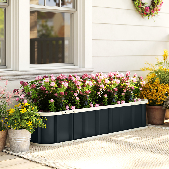 Підвищене грядка зі сталі, квітник з клямками, розкладний парник 136 x 52 x 31 см, темно-сірий