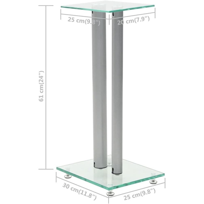 Стійка для динаміків Подвійні колонки Скляна підставка для динаміків Підставка Штатив (2 колонки, сріблястий), 2 шт.