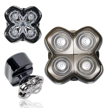 Змінні голівільні бритви (4 голови) для електричного гоління обличчя та тіла, сумісні з Pitbull Skull Shaver та Butterfly Kiss Pro, сірі