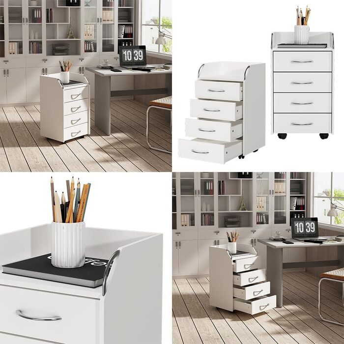 Роликовий контейнер Vicco Gwendolyn, білий, 40 x 36 см, з 4 висувними ящиками