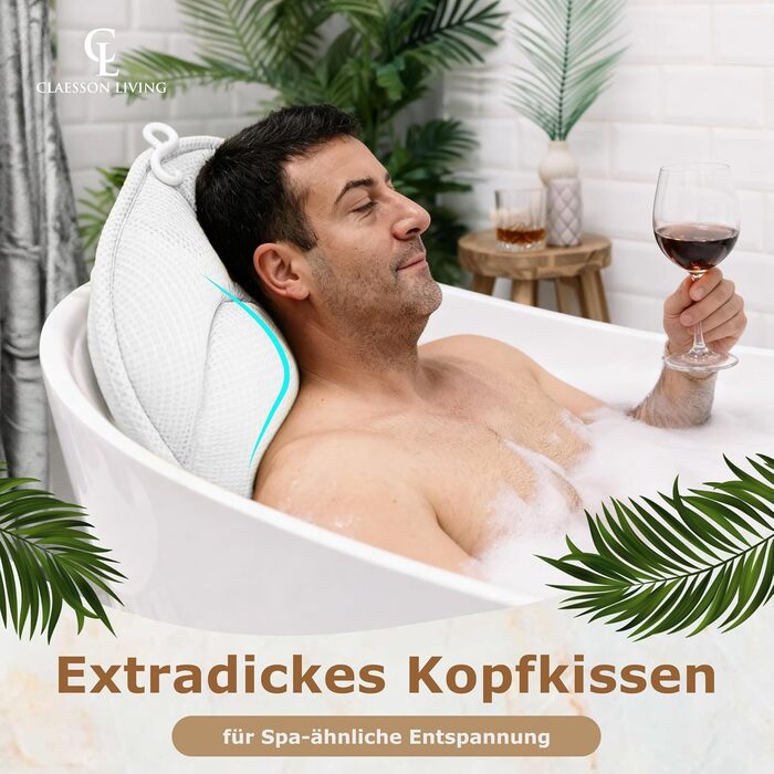 Подушка для ванни повне тіло (152x56 см) з підголівником (11 см) - біла. Підтримка шиї, спини та ніг. З сумкою для прання та подорожей, гачком для сушіння.