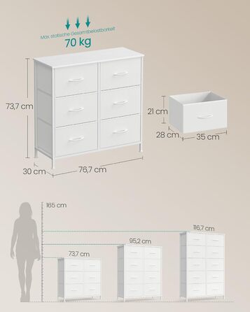 Комод SONGMICS з 8 висувними ящиками, шафа для зберігання, сталь, MDF, фліс, для спальні, прихожої, вітальні, вінтажний коричневий-чорний