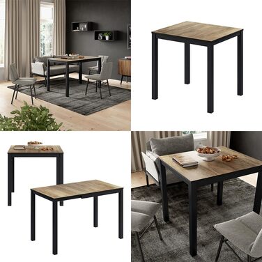 Розсувний обідній стіл Vicco Granny, 120x70 см, дуб/антрацит, 80-120x76x70 см