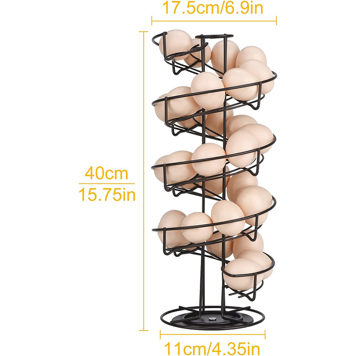 Дозатор яєць Toplife, спіральна конструкція для яєць, підставка для яєць місткістю близько 30-36 яєць, коричневого кольору