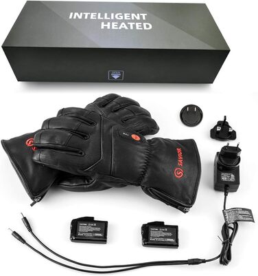 Обогревні рукавички SAVIOR HEAT для чоловіків та жінок, рукавички з підігрівом для зимового катання на лижах та ковзанах, рукавички для артриту, акумулятор 7.4V 2200mAh, USB-зарядка, чорний (XS)