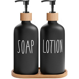 Набір для ванної кімнати MOMEEMO: мильниця, дозатор мила, бамбукова помпа, піднос (чорний)