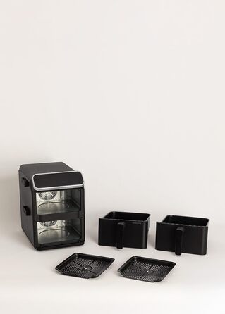 Фритюрниця без олії з пароваркою, 4.2л, 6 програм, скло, 1300W (11.2л Dual Stack, чорний)