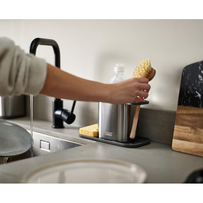 Підставка для раковини Joseph Joseph Duo, сіра (сталь), з тримачем для губки