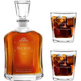 Віскі-карафа Maverton з гравіюванням + набір келихів (2/4/6) - 700 мл. Ідеальний подарунок для чоловіків