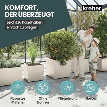 Плантажер Kreher XL Millennium: набір кольорів та форматів. Імітація натурального каменю (коричневий, бежевий, антрацит, сірий). З міцного пластику. XL роздільник простору (прямокутний) кремово-білий