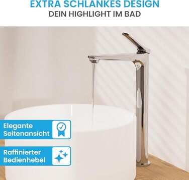 Чорний матовий змішувач для умивальника Aldeya: стильний дизайн, монтажний комплект, висока модель