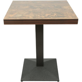 Стол кухонний Homewell квадратний на одній ніжці, 60x60x75 см, коричневий (вінтажний дизайн годинника), для 4 осіб
