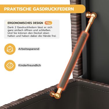 Водонепроникний ящик для зберігання Gartenbox з коліщатками 310л, коричневий 138x61 см для саду та балкону