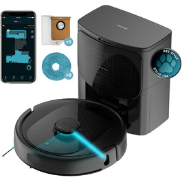 Робот-пилосос Cecotec Conga 9590 Spin Revolution Ultra Power з автопорожненням, 10000 Па, лазерна навігація, 240 хв, моп, силіконова щітка, для дому та тварин, керування через додаток