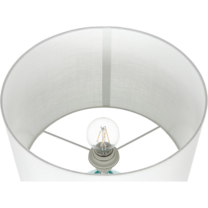 Настільна лампа Beliani з керамічним цоколем блакитно-бірюзового кольору 58 см, абажур з мотивом листя, білий Ataba