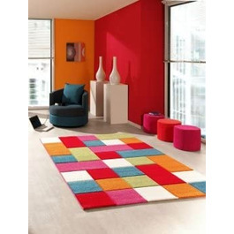 Дитячий килимок, килимок для ігор, дитячий килим в клітку, багатобарвний червоний бірюзовий Помаранчевий кремовий зелений рожевий Розмір 80x150 см