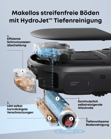 Робот-пилосос Eufy C28 з функцією миття підлоги, HydroJet самоочисний валик, потужність 15000Pa, 5-в-1 Omni-станція, антизаплутувальна щітка, розпізнавання перешкод за допомогою ШІ