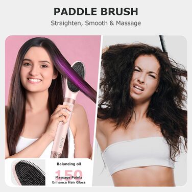 Мультистайлер для волосся 5 в 1 MESCOMB: стайлер з високошвидкісним феном, круглими щітками та автоматичним завивачем локонів, для об'єму, завивки та випрямлення, White Pink