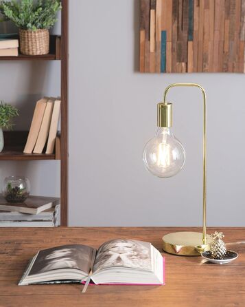 Стійла лампа Beliani Savena в індустріальному стилі з абажуром у вигляді лампочки, золота