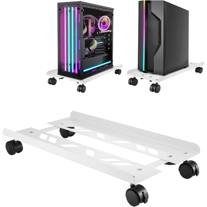 Підставка для ПК Tower, комп'ютерний стіл-візок, універсальна, з колесами, білий