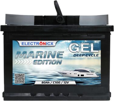 Гелева батарея 12 В 140 Ач Marine Edition технологія GEL, сонячна батарея для човна, автофургони, міцна надійна батарея для кемпінгу на човні Sola (80 Ач)