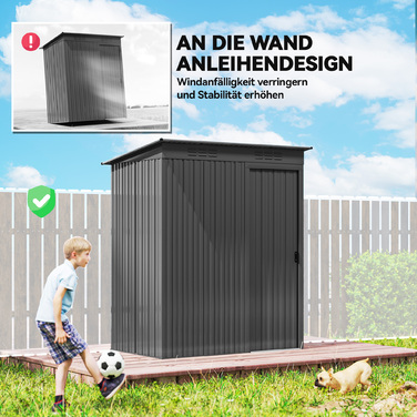 Металевий сарай Metall Gerätehaus 1,37 м², навіс для інструментів з легким встановленням, похила дах, розсувні двері, вентиляційні отвори, рукавички.