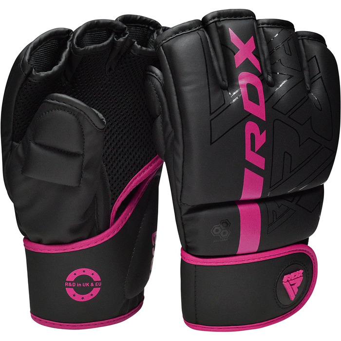 Професійні рукавички RDX для ММА, кара-майя хід, спаринг-грейпінг єдиноборств, муай-тай боксу, боксерські рукавички, боксерські рукавички (рожеві, M)