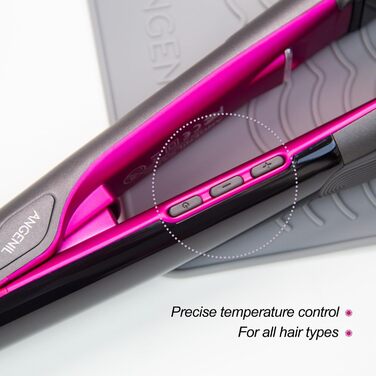 Титановий випрямляч та плойка 2-в-1 ANGENIL Pro Mini для подорожей, сірий (2.5 см) - швидкий нагрів, подвійна напруга