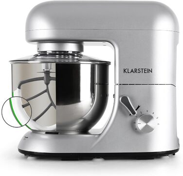 Кухонна машина Klarstein Bella Argentea: 5.2 л, 1300 Вт, 6 швидкостей, чаша з нержавіючої сталі