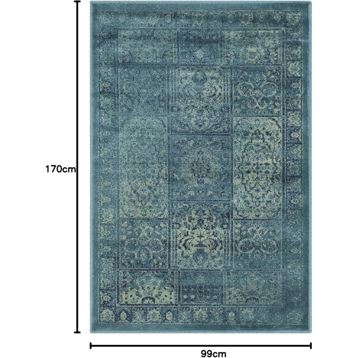 Килим SAFAVIEH Traditional - вінтажний, з коротким ворсом, бірюзовий/мульти, 160x229 см