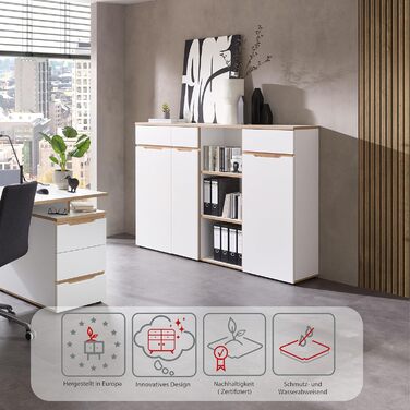 Роликовий контейнер Stella Trading Memphis для офісу, білий / Artisan Eiche, 45 x 66 x 55 см