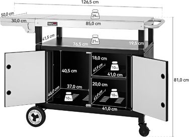 Royal Gourmet Grillwagen: гриль-візок з відкидним столиком, шафкою та нержавіючою сталевою поверхнею
