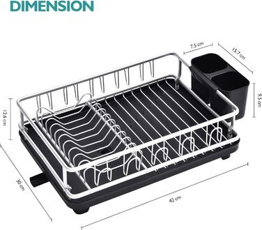 Сушарка APEXCHASER, алюмінієва підставка для посуду, антикорозійна сушарка для посуду, стійка для посуду з напівтримачем для столових приборів, 10 підстаканників, тримач для посуду, поворотний піддон для крапель для кухні