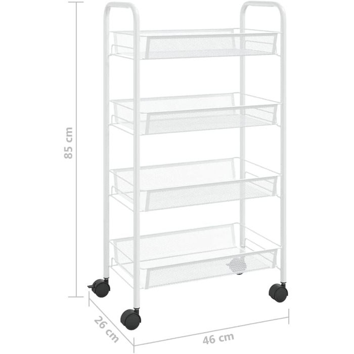 Візок для подачі кухні AUVYI білий 4 яруси з колесами та знімними сітчастими кошиками 46x26x85 см