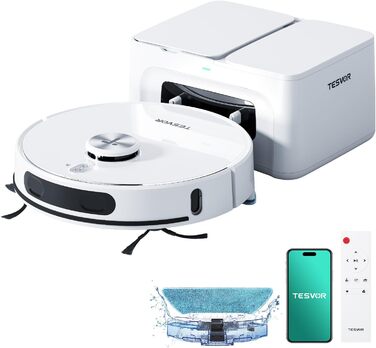 Робот-пилосос Tesvor S8 Pro з функцією миття - 8000Pa, 3-в-1, LiDAR-навігація, 240 хв роботи, керування через додаток/Alexa, для шерсті тварин, килимів та твердих підлог