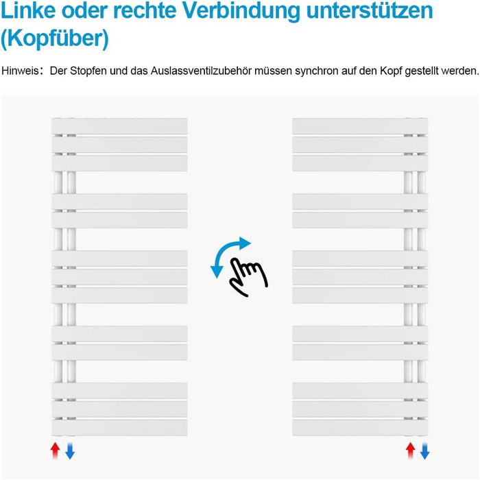 Електричний нагрівач для ванної кімнати Heilmetz Badheizkörper: сушарка для рушників, 400x1176 мм, білий, 494W, бічний підключення