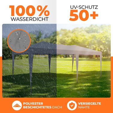 Павільйон Kronenburg розкладний, 3x3 м, водонепроникний, захист від сонця UV 50+, колір шампань, з 4 боковими частинами