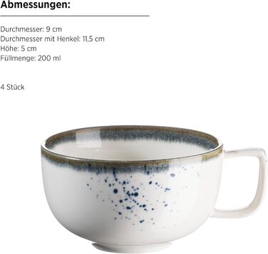 Набір кавових чашок MÄSER Serie Pintar, 8 предметів, блакитний, порцеляна, вінтажний стиль