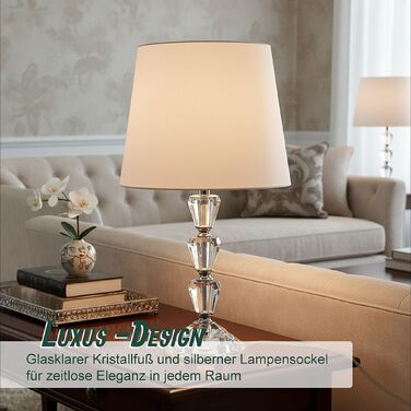 Лампа для столу Relaxdays з кришталевою основою та тканинним абажуром