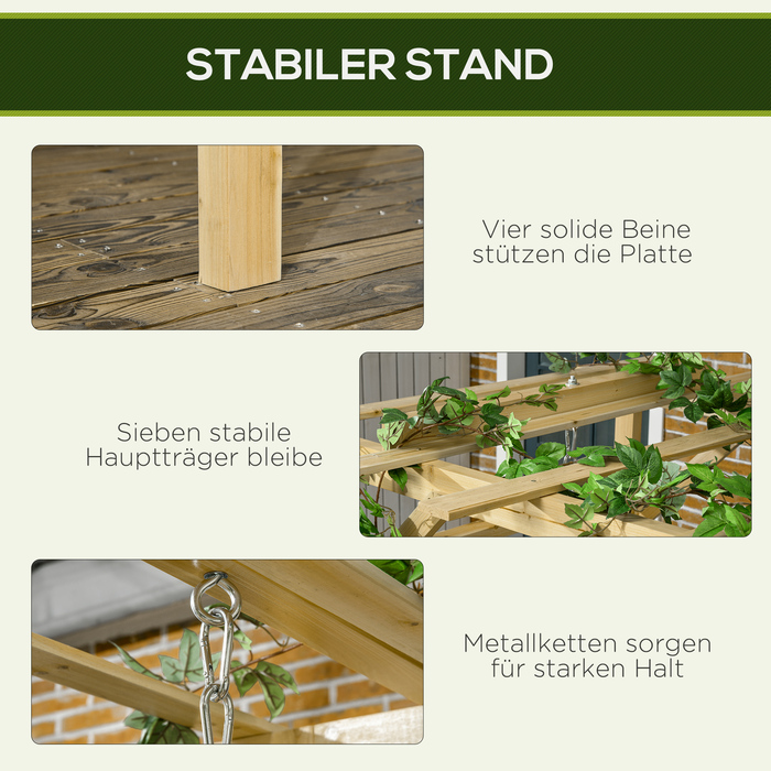 Садовий гойдалка з перголі на 2 особи, регульована висота, міцна дерев'яна рама, розміри 2,21 x 1,40 x 1,96 м