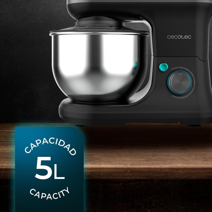 Міксер Cecotec Cecomixer Merengue 5L з потужністю 1200 Вт, 6 швидкостей, чорний, з нержавіючою чашею 5л та набором для збивання та замішування